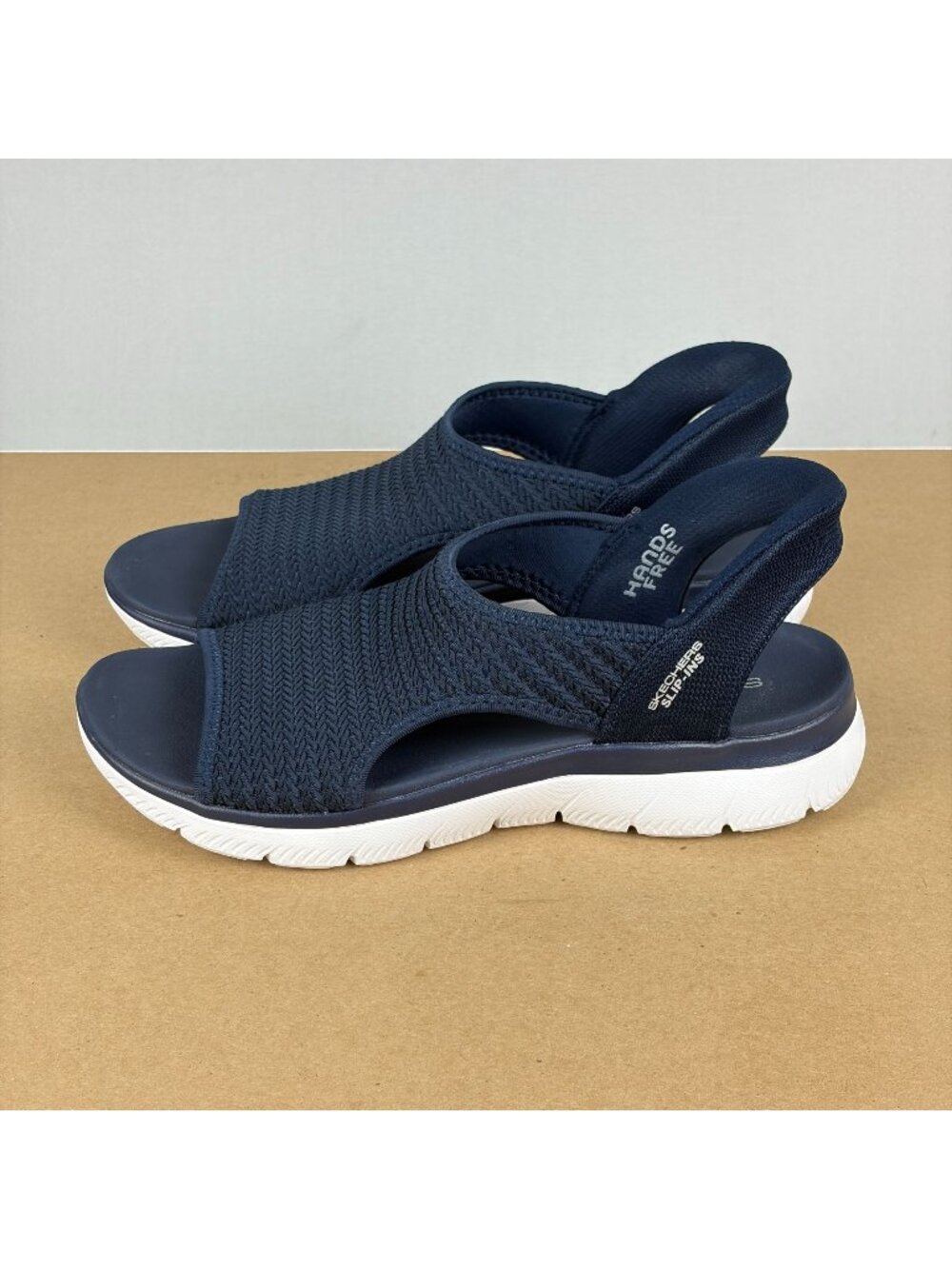 Skechers Slip-Ins Summits Sandals Womens 9 Navy Blue Slip On Knit Upper Casual